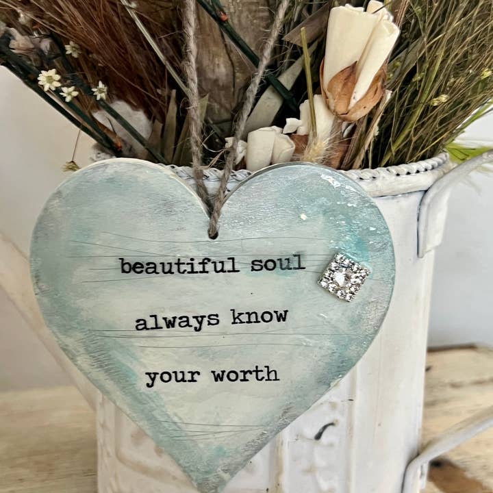 UnfiniSHEd - Wholesale Ornament - Hand painted Inspirational Wood Heart Ornament , Custom
