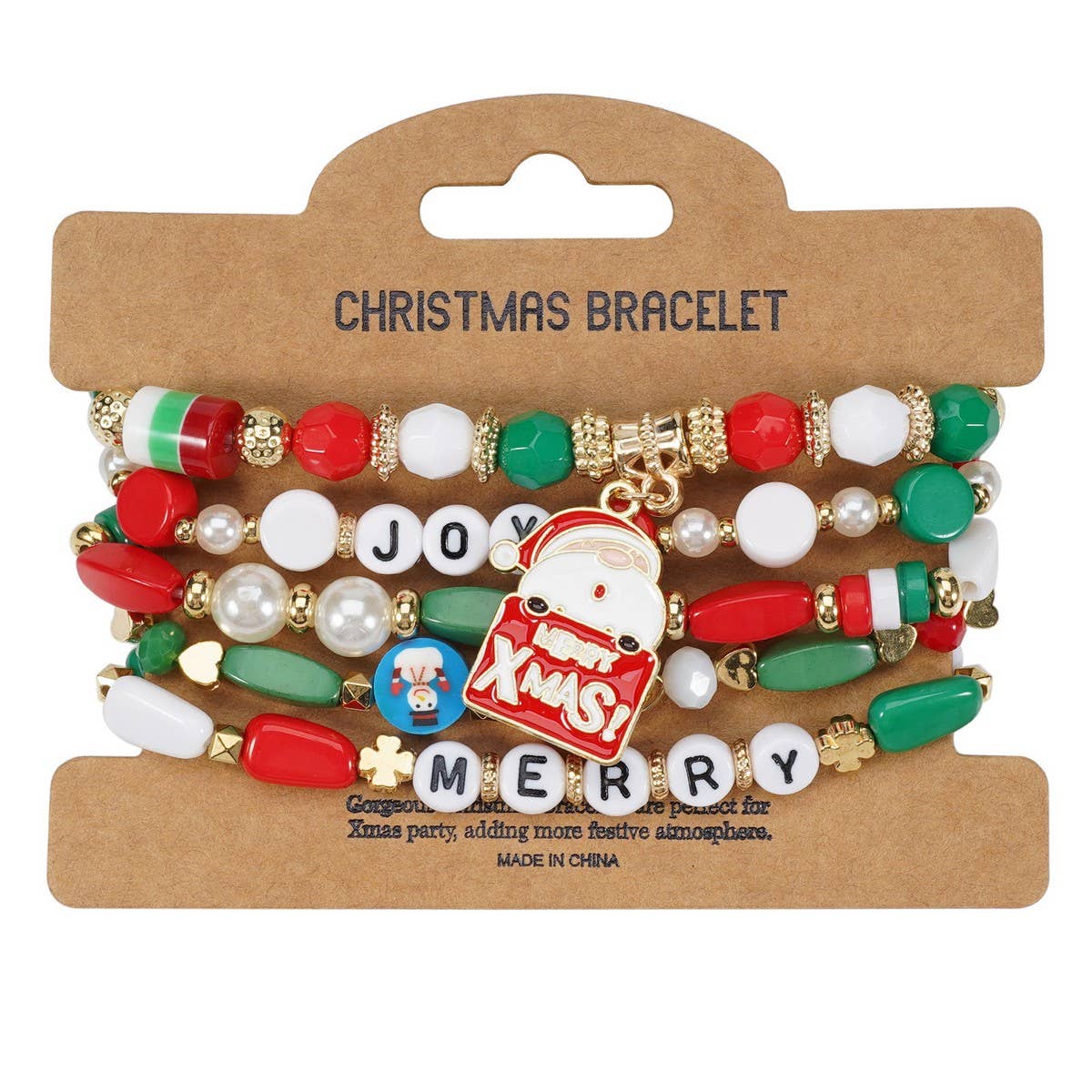 NINEXIS - Wholesale Beaded Bracelet - CWMM10448_CHRISTMAS CHARM BEADED BRACELET SNOWMAN TREE GIFT8