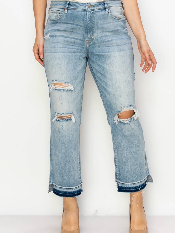 ARTEMIS VINTAGE - Wholesale Jeans - Women's - PLUS SIZE - HIGH RISE STRETCH ANKLE STRAIGHT JEANS
