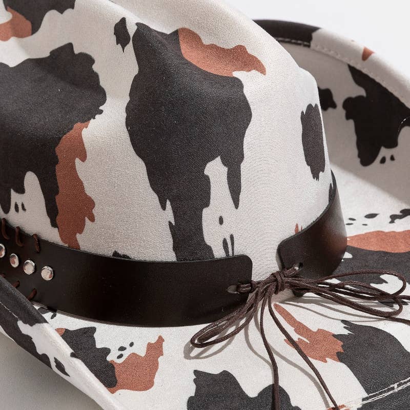 Collections by Fame Accessories - Wholesale Fedora - Women's - Western Bull Head Strap Cow Print Cowboy Hat5