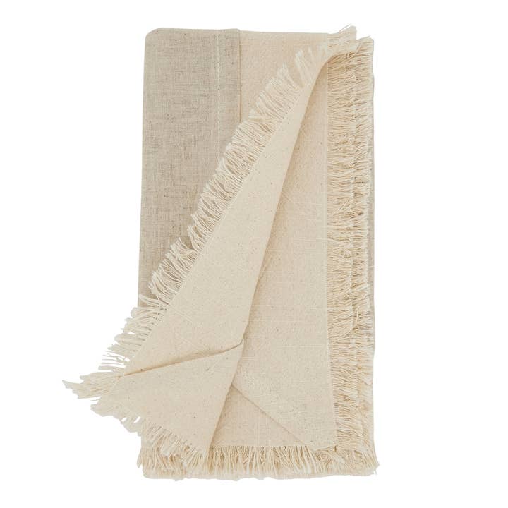 Fennco Styles - Wholesale Dinner & Cloth Napkin - Double Layer Fringe Cotton-Linen 20" Dinner Napkin2