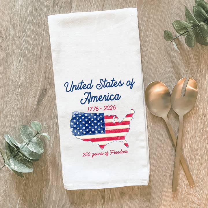États-Unis d'Amérique 250 ans - Torchon en coton pour la vente par Lissi Designs
