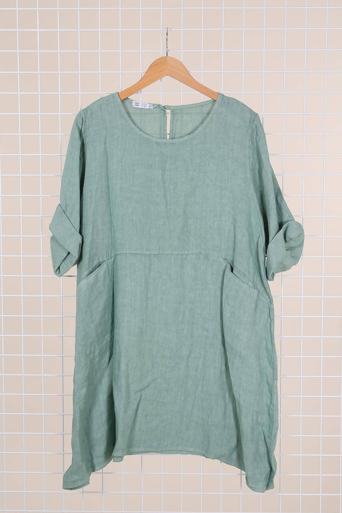 la maison des fibres naturelles – Engroshandel Kjole - Dame – Kort hørkjole med rund hals i 100 % hør 671936