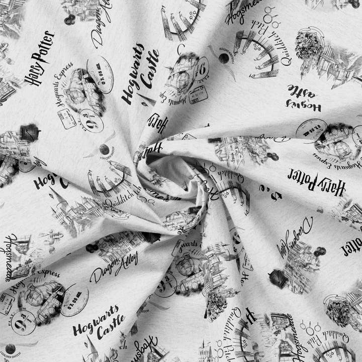 Timbres Harry Potter - Croquis de sorciers - Tissu au mètre pour la vente par Camelot