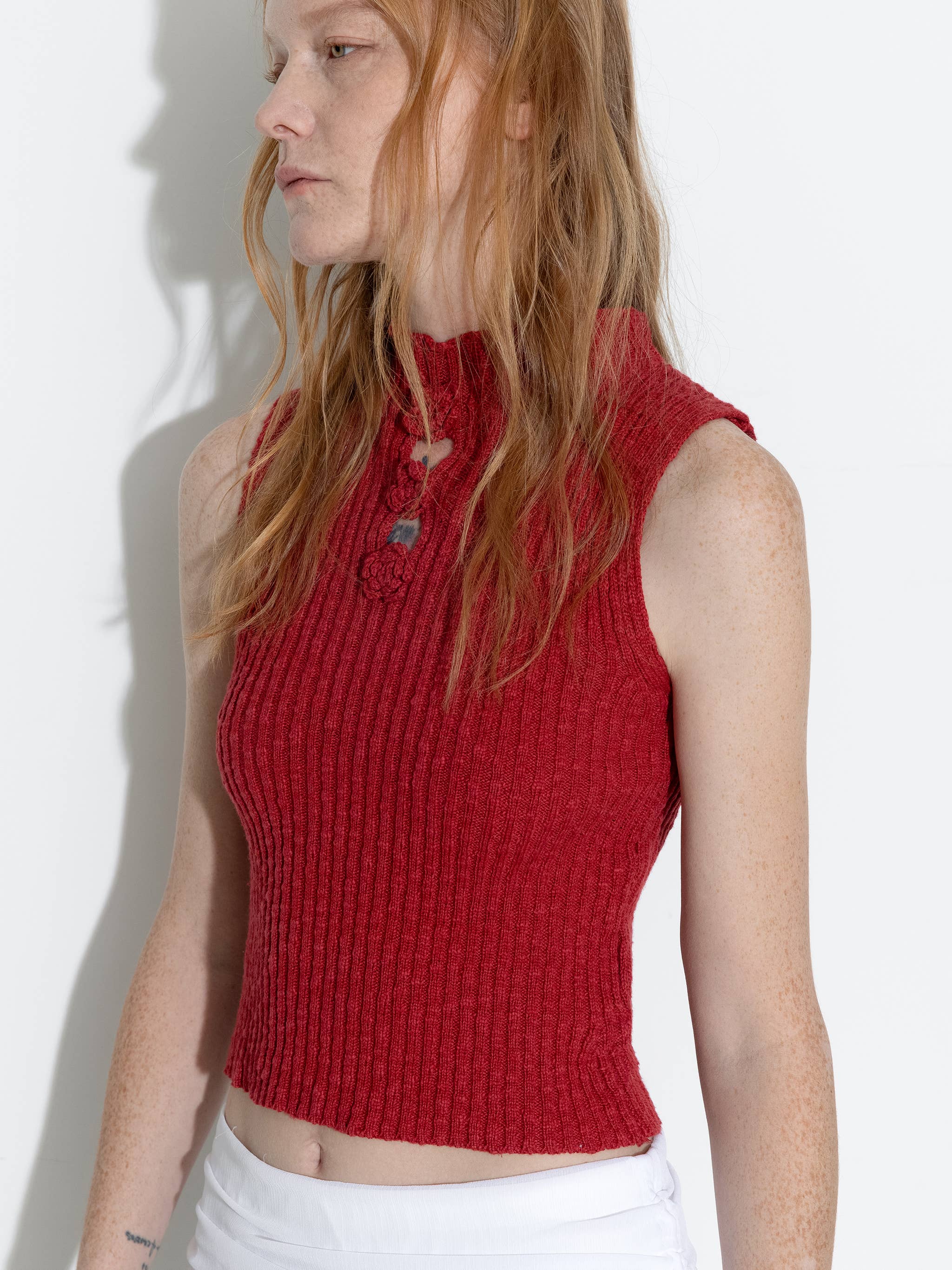 CUBIC - Venta al por mayor Camiseta sin mangas - Mujer - Top de punto sin mangas Flower 3D2