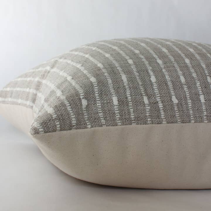 Textileish - Wholesale Throw Pillow Cover - Cream Lumbar Pillow Cover, Neutral Striped Pillow | Perin