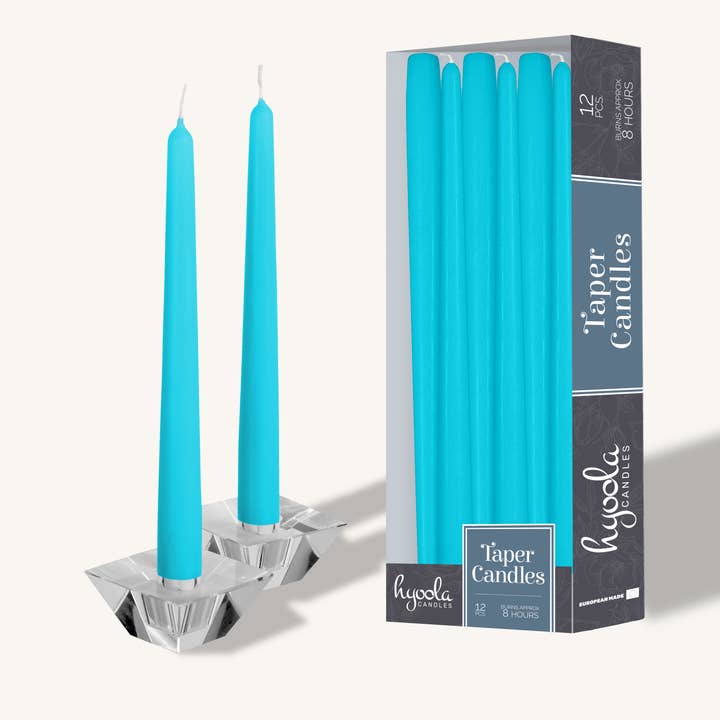 Turkis koniske stearinlys - 10 tommer - 12 pakke for engroshandel hos Hyoola Candles