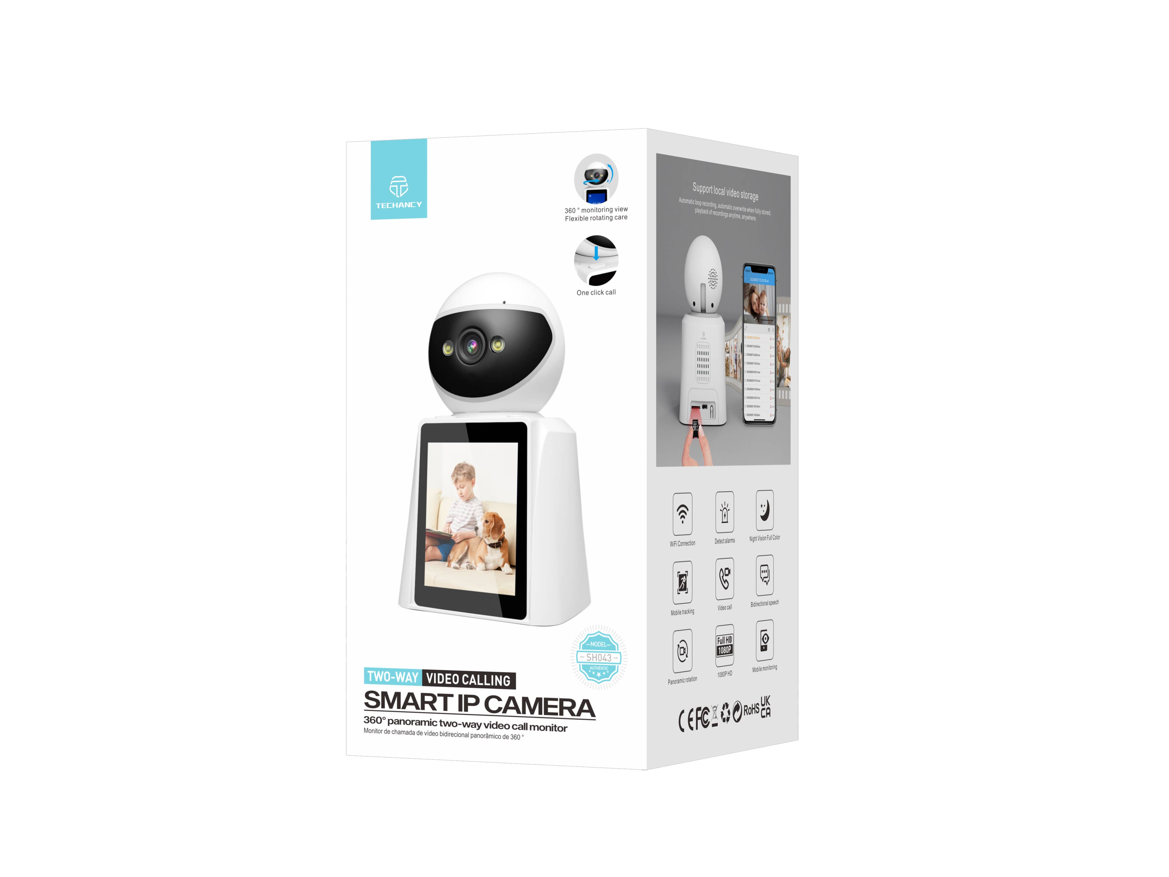 TECHANCY - Wholesale Small/Handheld Appliance - Techancy Surveillance Camera With Screen SH43 White3
