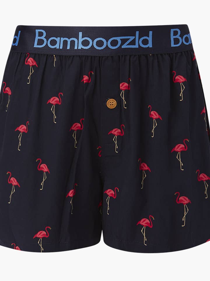NAVY MENS FLAMINGO BAMBOO BOXER SHORT for wholesale on Faire0