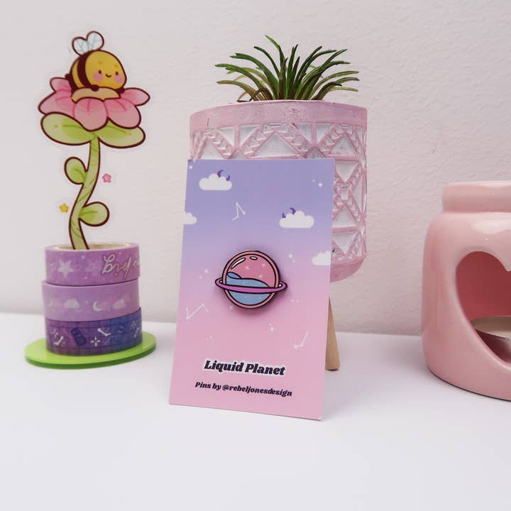 RebelJones - Wholesale Lapel Pin/Button - Liquid Planet, Mini Pin