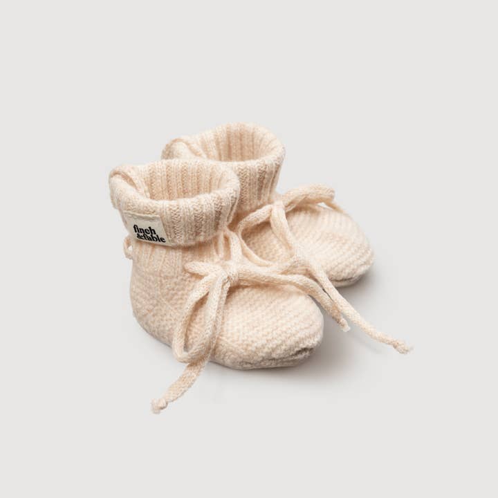Finch & Fable - Wool Knitted Baby Booties - Milk Finch & Fable - Wool Knitted Baby Booties - Milk