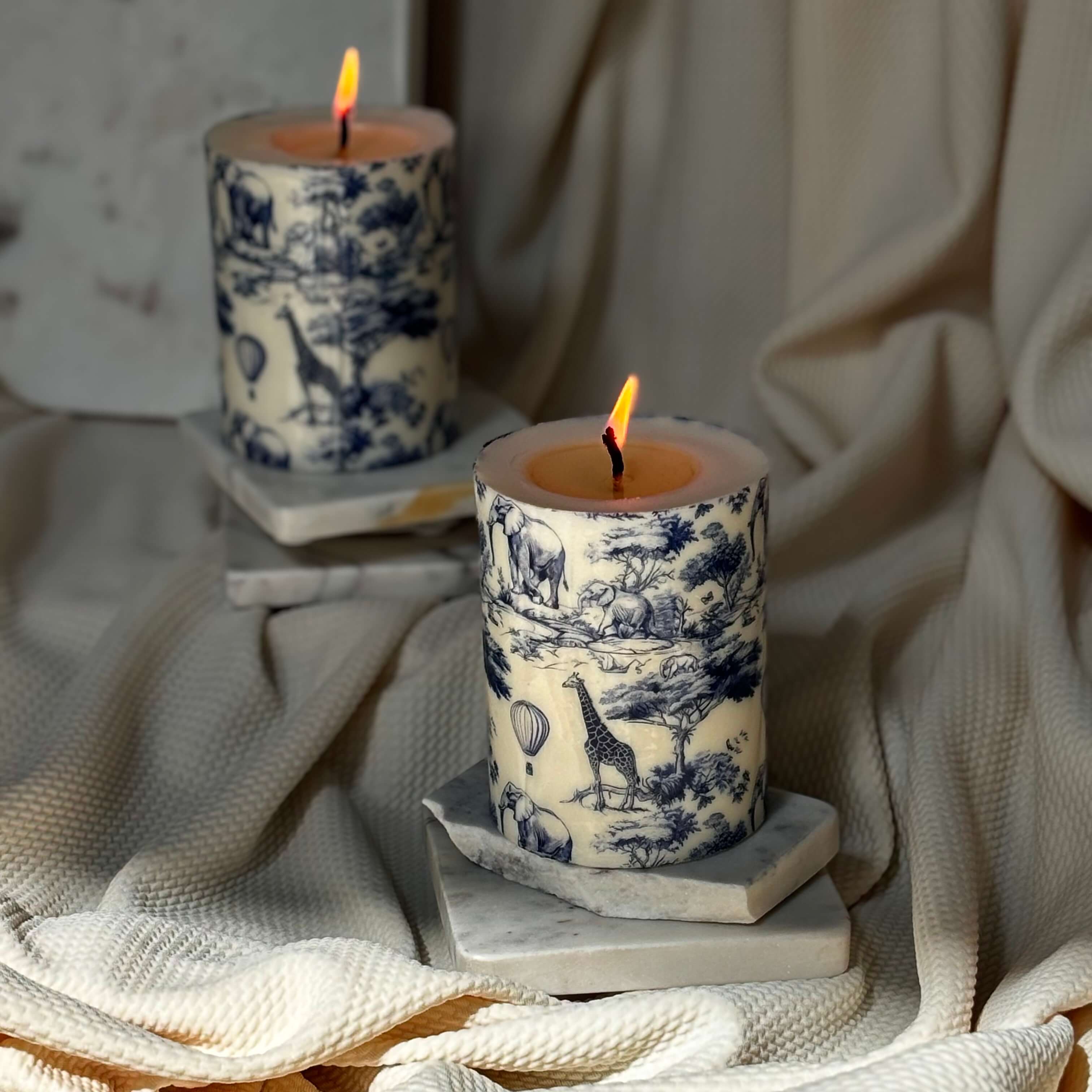 OH MY BOX - Wholesale Pillar Candle - Toile Safari Candle | Elegant Home Decor Gift4