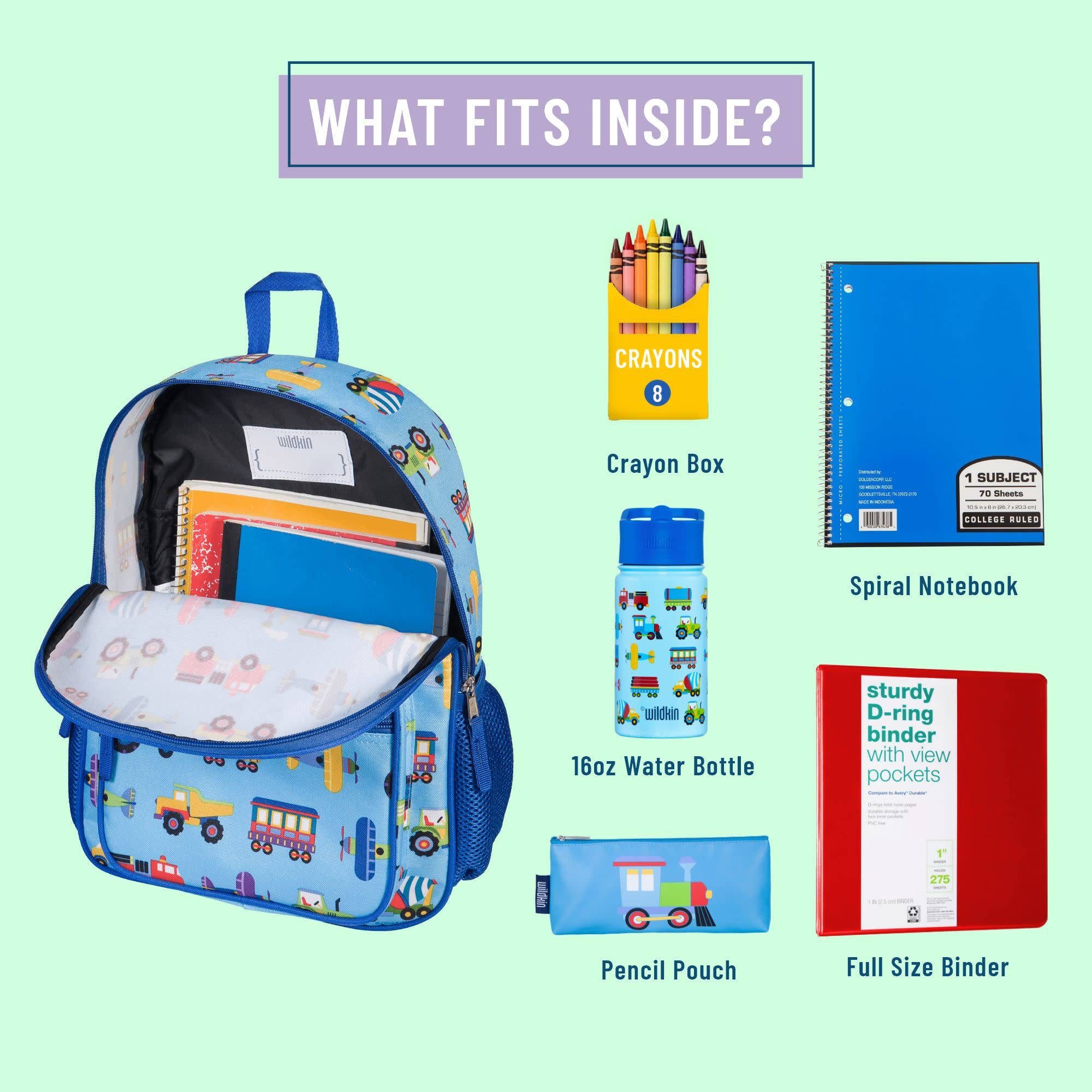 Wildkin - Wholesale Backpack - Kids - Trains, Planes & Trucks Recycled Eco Backpack4