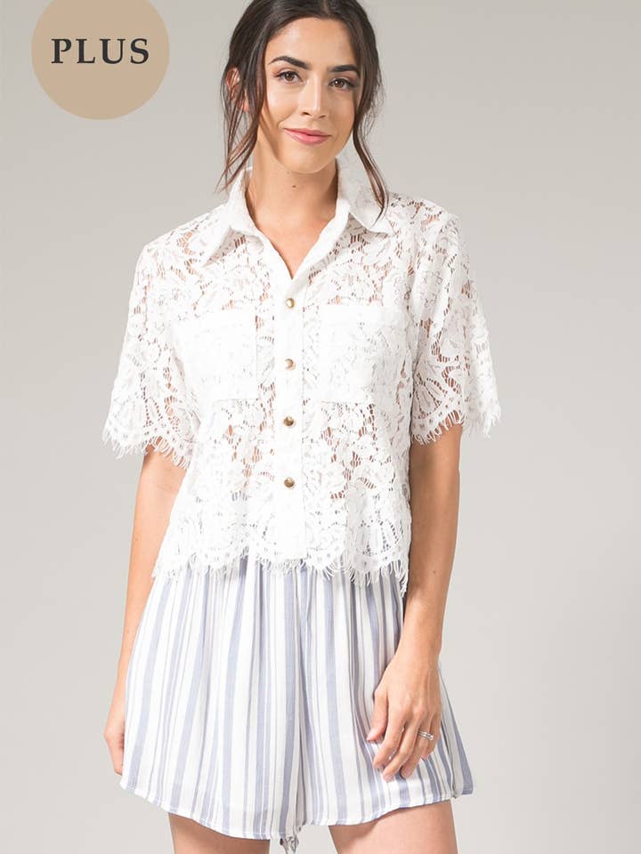 Lace Button-down Top for wholesale by Space 46 Wholesale