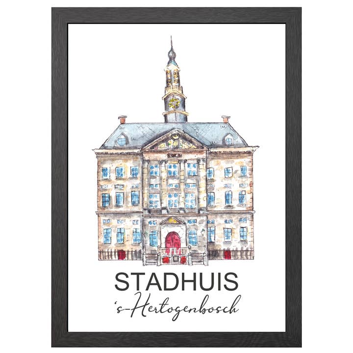 Poster A2 Hertogenbosch di Stadhuis in cornice per la vendita all'ingrosso da parte di JOYIN