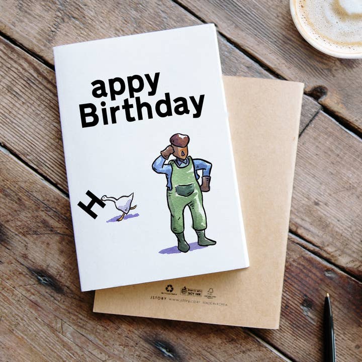 Aaron Millard Illustration – postal de parabéns por atacado – “Appy Birthday” - Cartão de Aniversário do Goose Thief Funny Gamer5