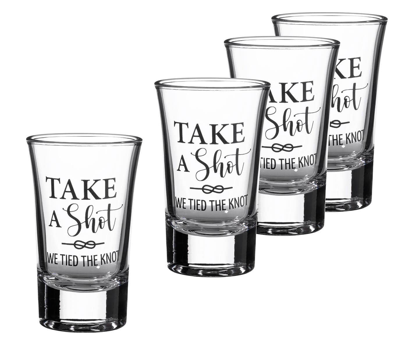 Lillian Rose - Wholesale Shot glass - Tied the Knot Wedding Day Shot Glass Favors Set of 4