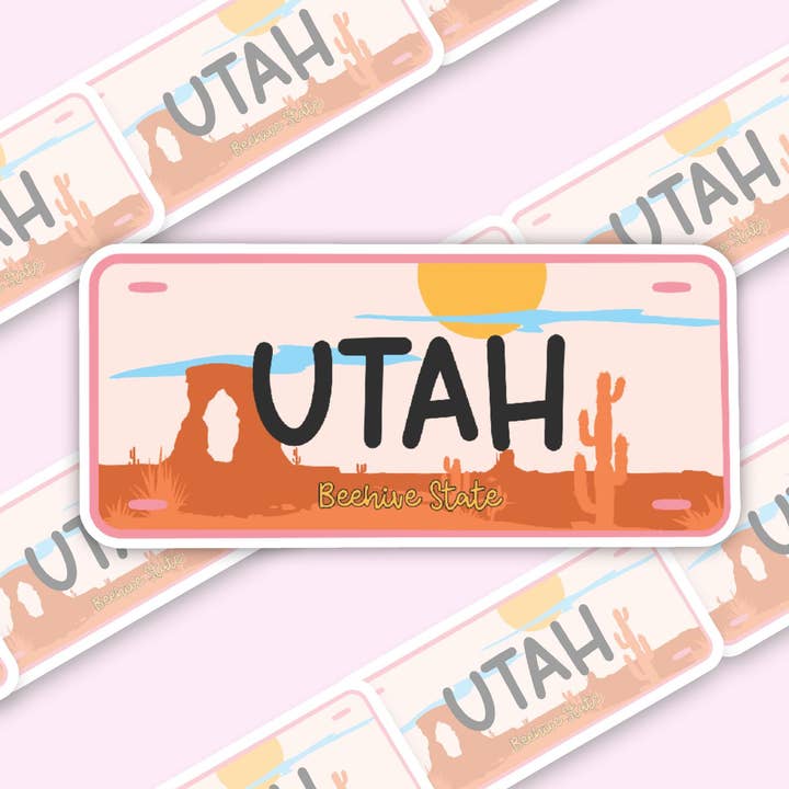 Handmade Vinyl sticker - "Utah" State license plate for wholesale by With Love, Ell