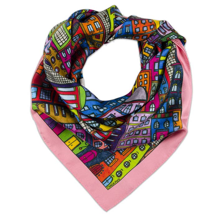 FOULARD CHAGA VILLE LA ROMANTIQUE IN SETA per la vendita all'ingrosso da parte di chaga paris