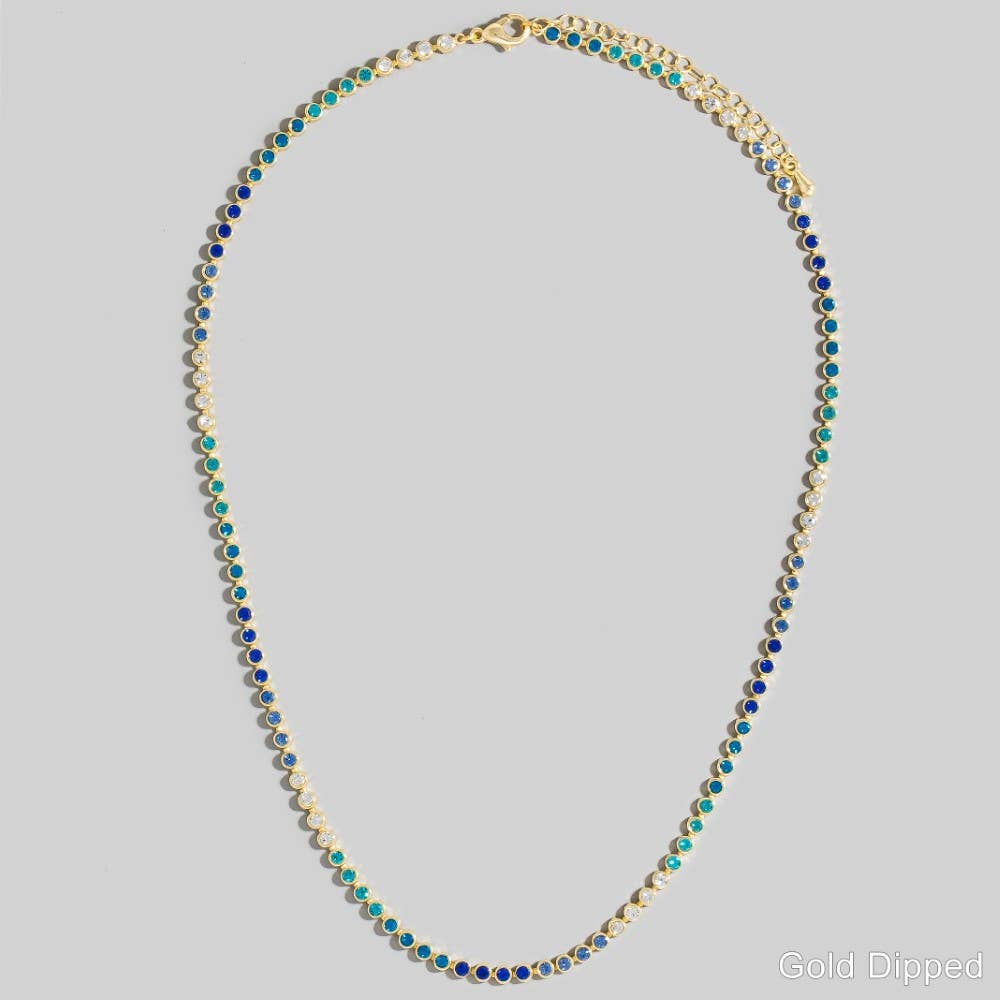 OR Collier chaîne de tennis à dégradé doré avec zircons cubiques en vente sur Faire1