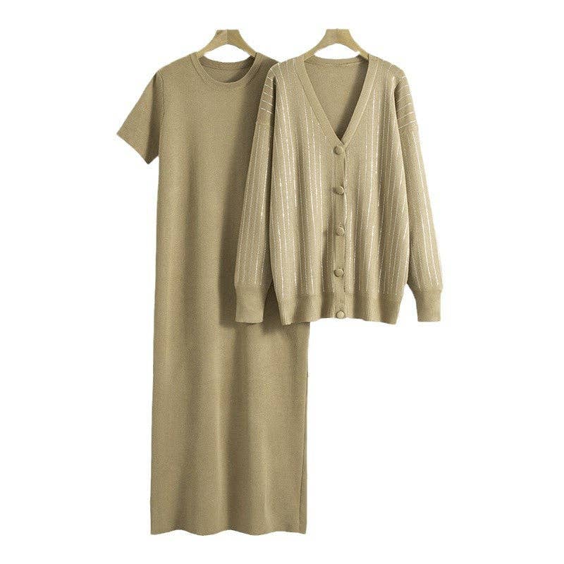 Marayn - Vente Robe – femme - Ensemble robe en maille avec cardigan et strass chic pour femmes26
