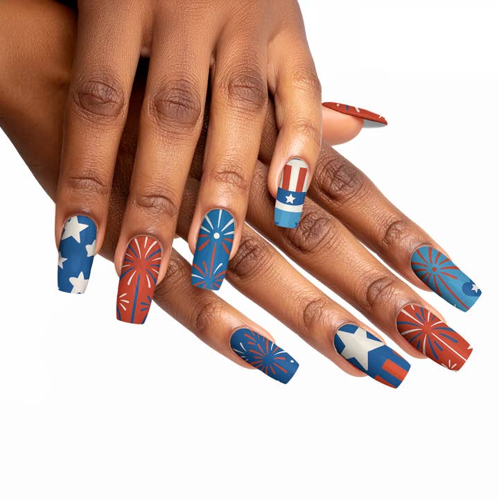 FYNE BODY - Wholesale Press-on/fake nails - Glitter Beam 4th of July Press-On Nails87