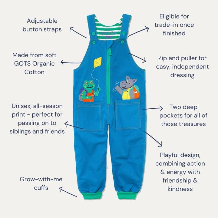 Ducky Zebra: Sustainable Kids' Clothes - Wholesale Overalls - Kids - 'More Moor!' Organic Cotton Kids Dungarees7