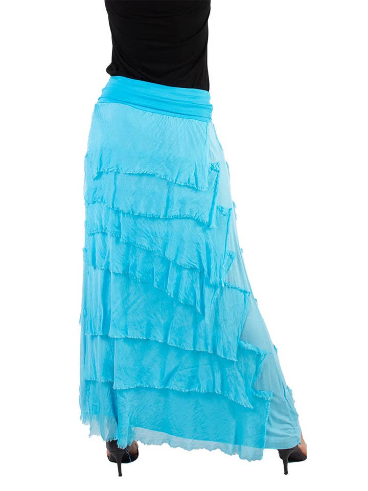 Gigi Moda - Vente Jupe – femme - Jupe volantée longue en soie14