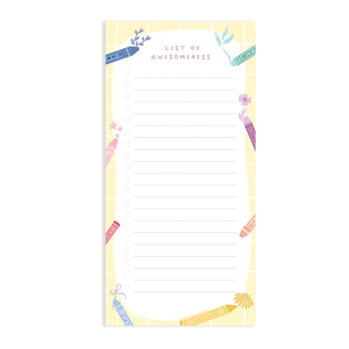 LIST OF AWESOMENESS NOTEPAD for wholesale by Jolly Joven