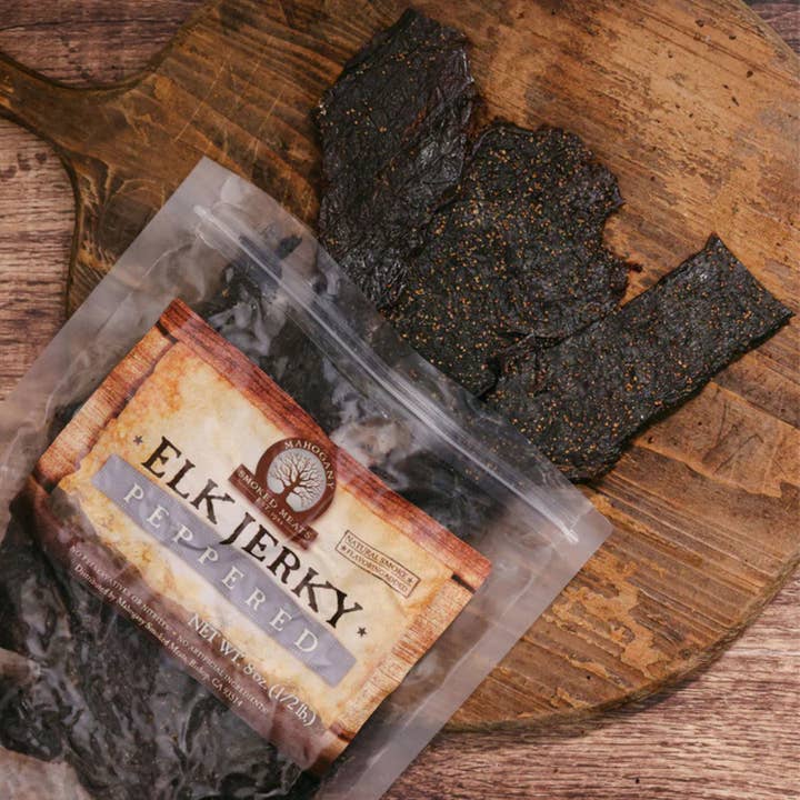 Mahogany Smoked Meats - Wholesale Jerky - Black Peppered Elk Jerky - All-Natural, 3oz1