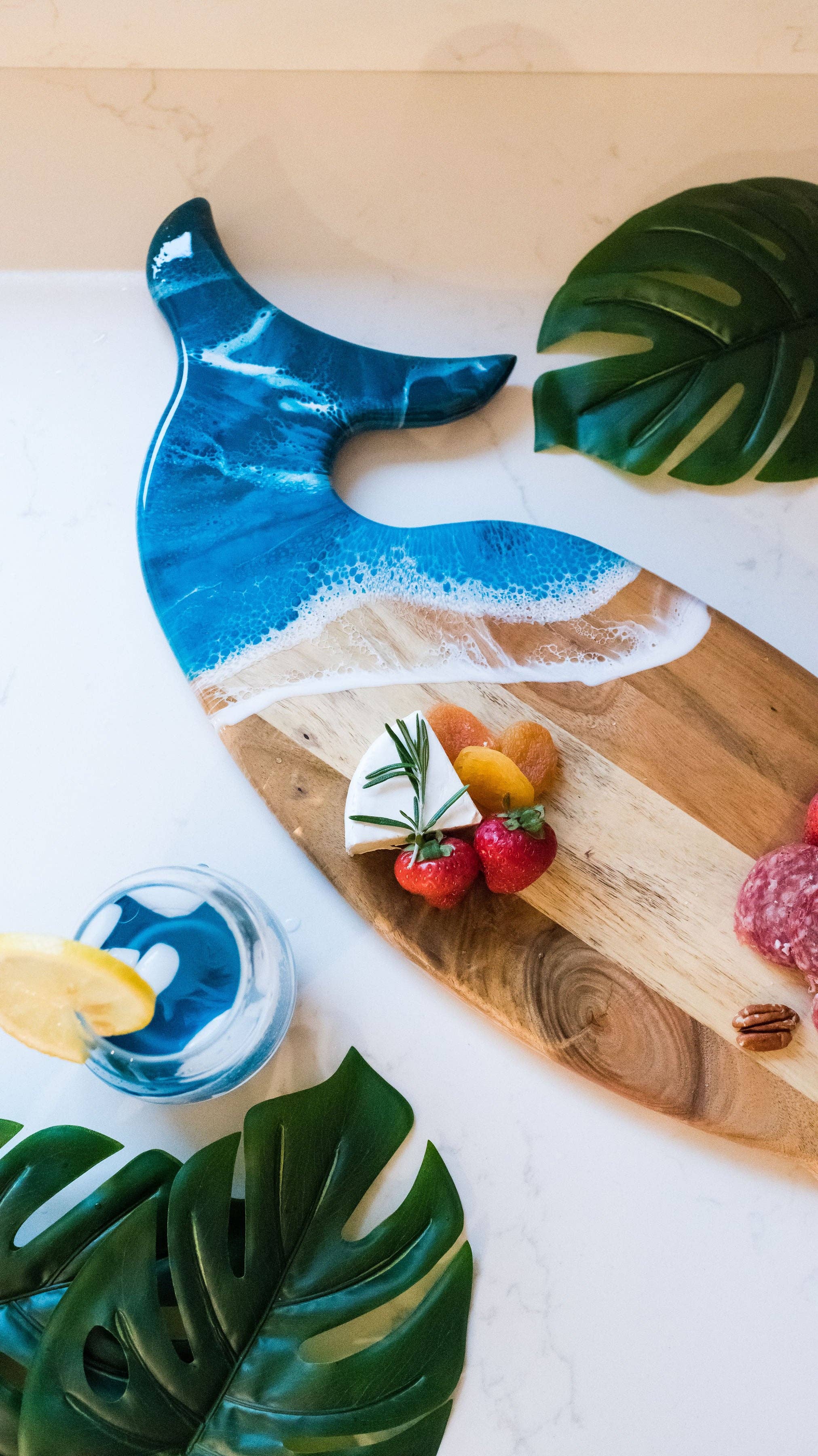 Lynn & Liana Designs - Wholesale Cheese Board - Resin Whale Charcuterie Board with ocean waves - NO TARIFFS!1