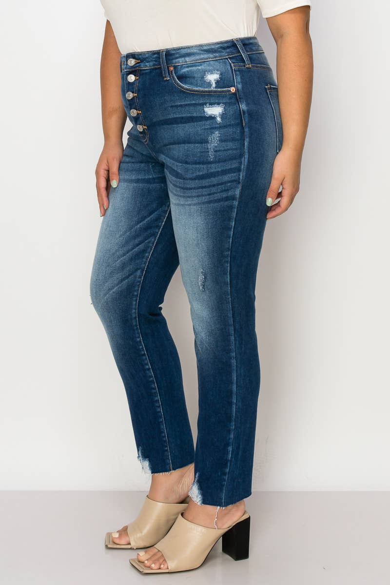 ARTEMIS VINTAGE - Wholesale Jeans - Women's -  PLUS SIZE - HIGH RISE Exposed Button Detail SKINNY JEANS2