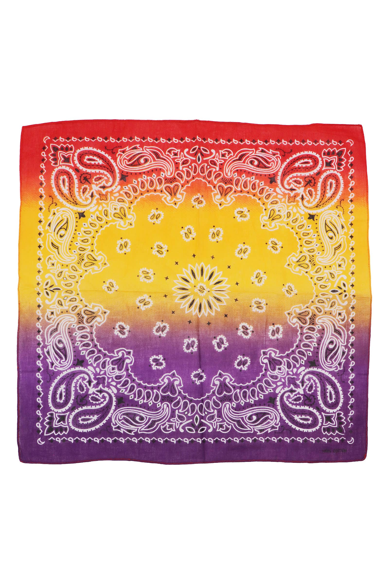 AS SHOWN Paisley Sunset Ombre Gradient Cotton Bandana for wholesale on Faire