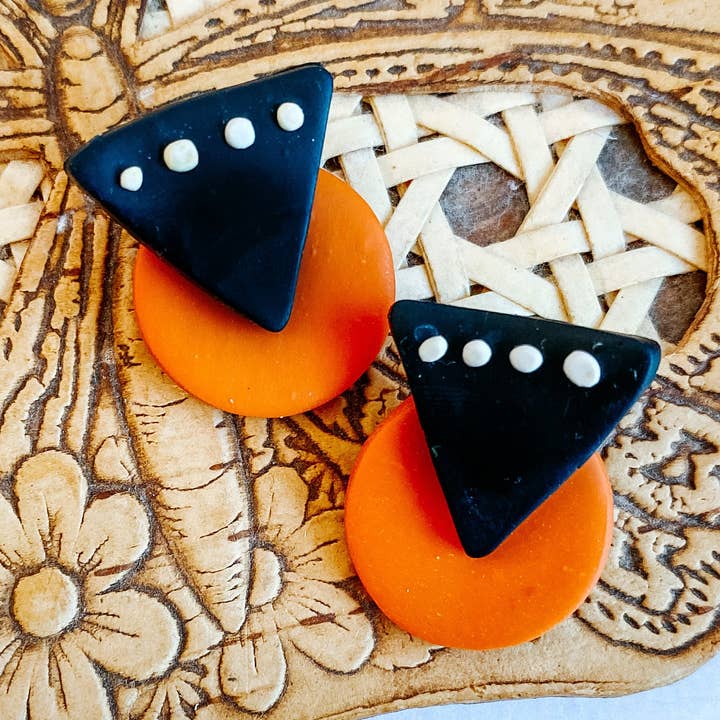 Dolly Parton Inspired Studs, Orange Clay Earrings, Polymer Dangle Jewelry for wholesale by Lauren Likes Art