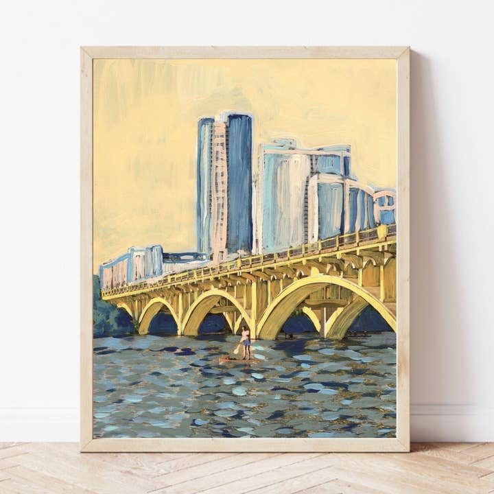 Lady Bird Lake SUP Print for wholesale by El Baker Art
