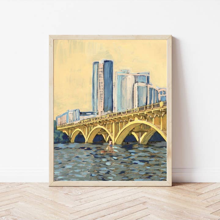 Lady Bird Lake SUP Print for wholesale by El Baker Art