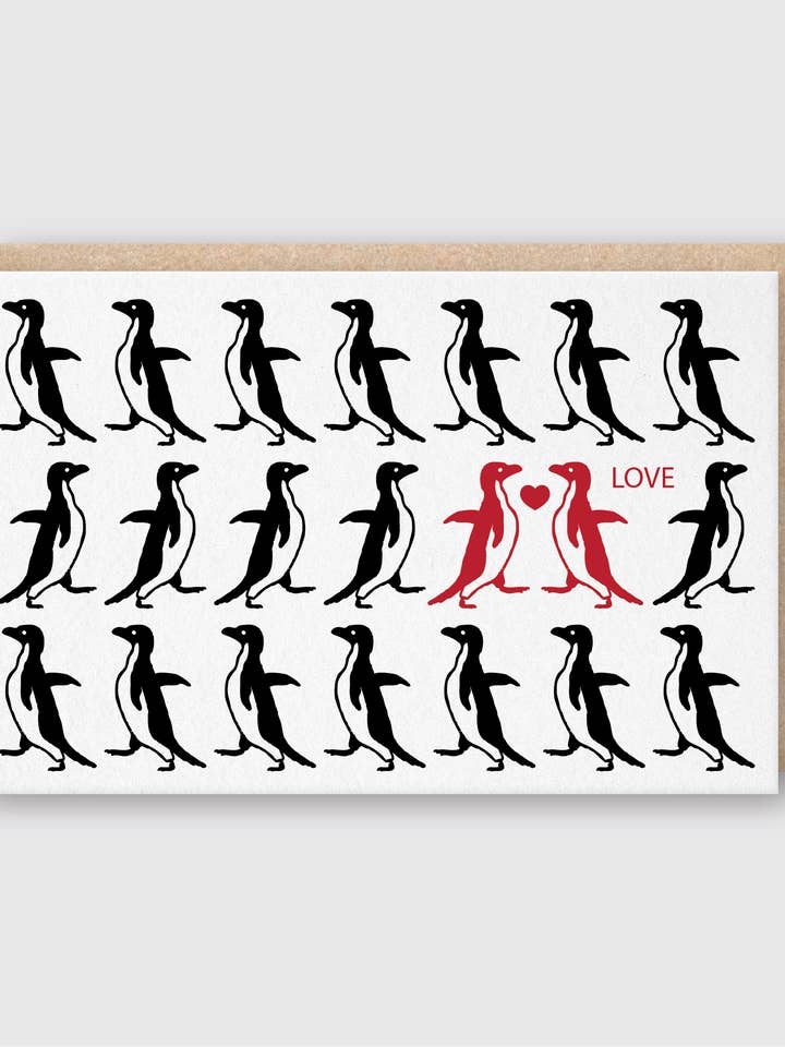 Biglietto con pinguini d'amore per la vendita all'ingrosso da parte di Pike Street Press