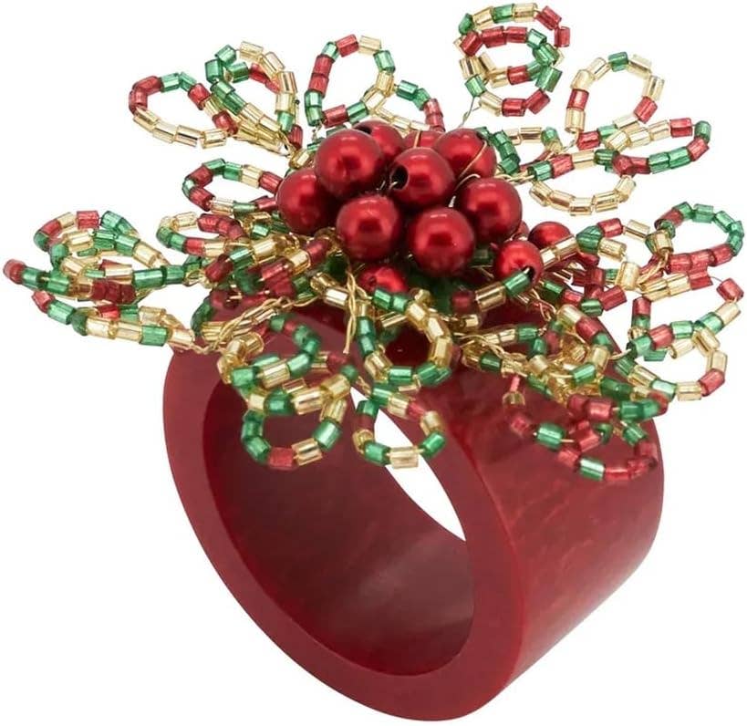 Fennco Styles – Engroshandel Servietring – Rød perleret servietring1