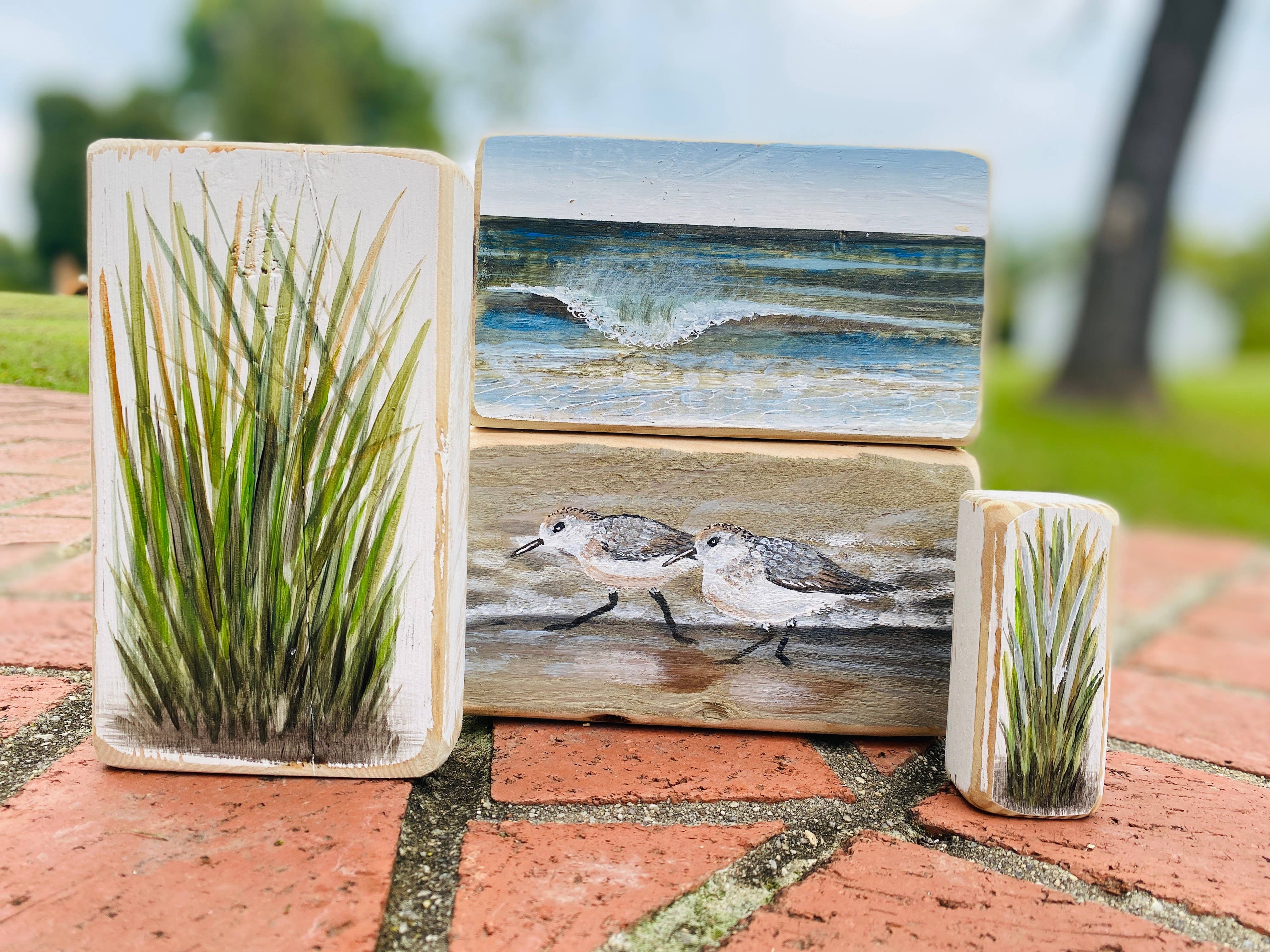 Kelly Jean Paintings - Wholesale Decorative Tabletop Object - The Corolla Collection~ Hand-painted Sandpipers #32