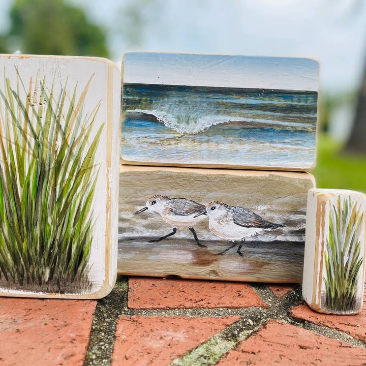 Kelly Jean Paintings - Wholesale Decorative Tabletop Object - The Corolla Collection~ Hand-painted Sandpipers #32