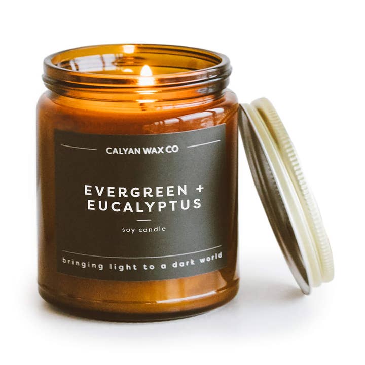 Evergreen + Eucalyptus - Amber Jar Sojakerze für den Großhandel von Calyan Wax Co.