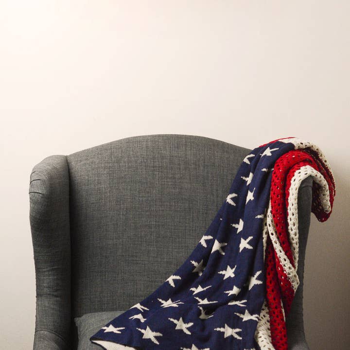 Leto Accessories - Wholesale Scarf - Women's - Netted Oversized American Flag Knit Blanket Scarf πΊπΈ4
