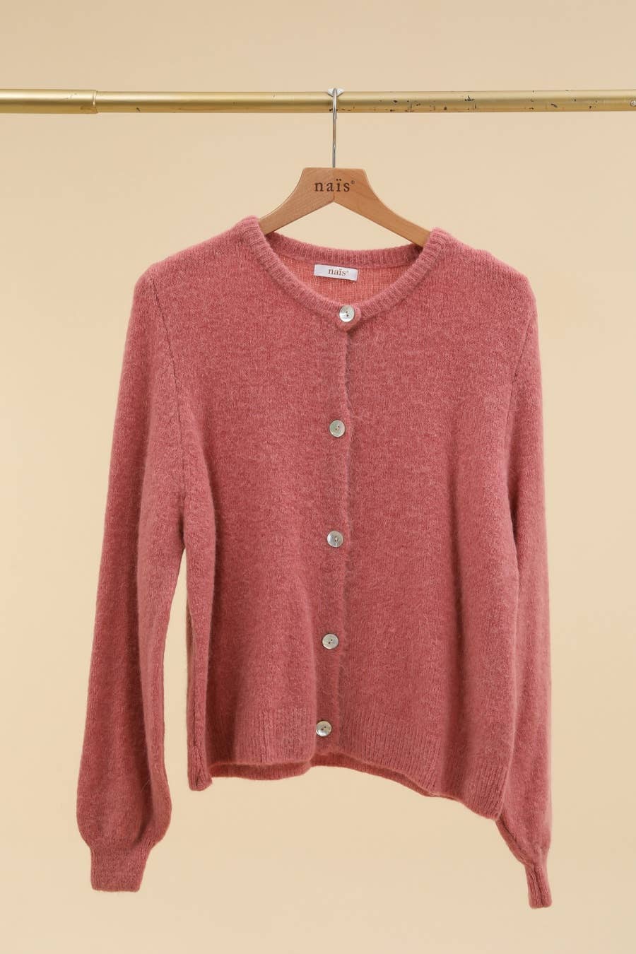 NAÏS PARIS - Wholesale Cardigan - Women's - SUPER FINE ALPACA SHORT BUTTON CREW NECK CARDIGAN17