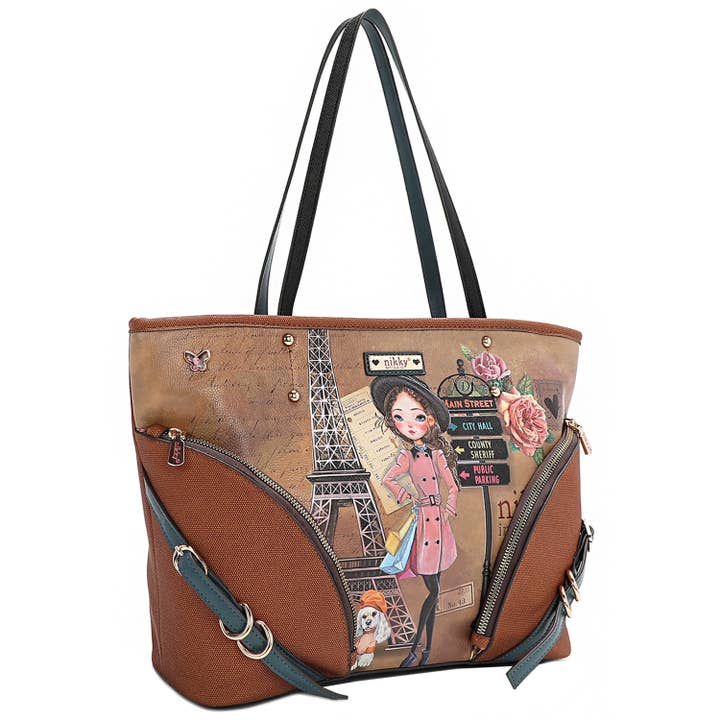 NK12807 EMILY VAI A PARIS SACO DE COMPRAS por atacado de M&M HANDBAGS, LLC.