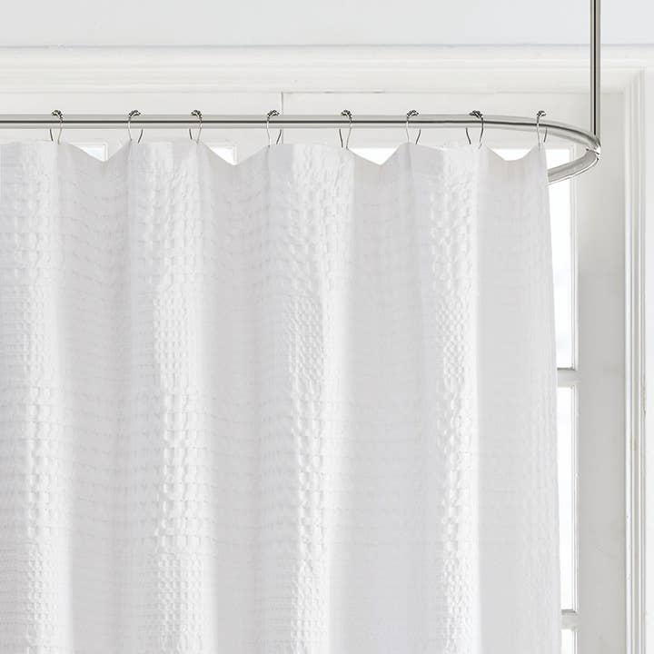 Olliix - Wholesale Shower Curtain - Medium Weight Waffle Weave Cotton Shower Curtain, White