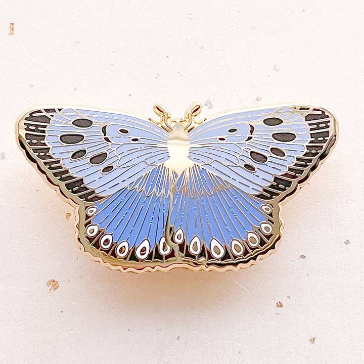 Alum and Ink - Wholesale Lapel Pin/Button - Large Blue Butterfly (Phengaris arion) Enamel Pin