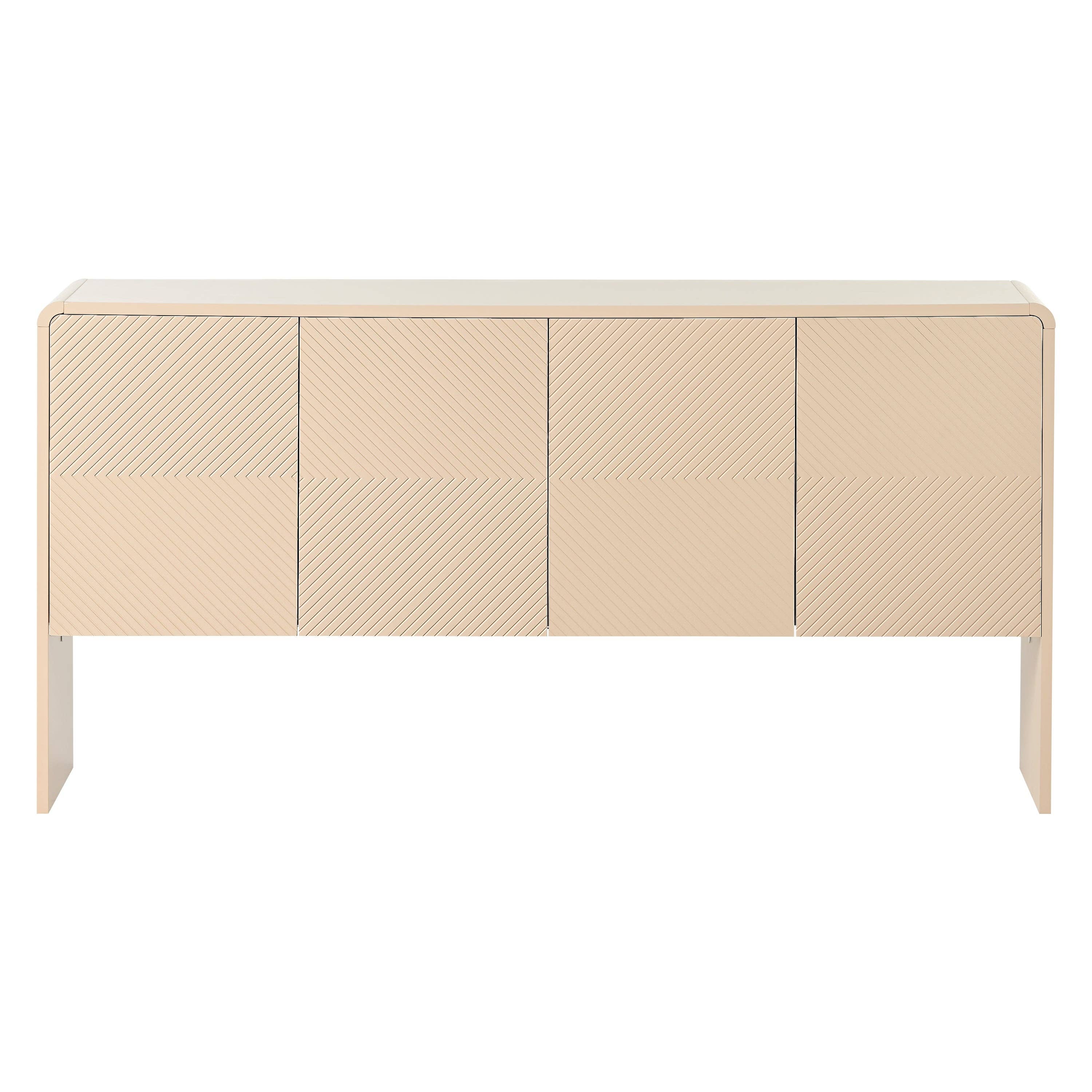 Urban Meuble - Wholesale Cabinet - Wood-effect sideboard with 4 doors, grooved patterns, rounded edges MINERAL0