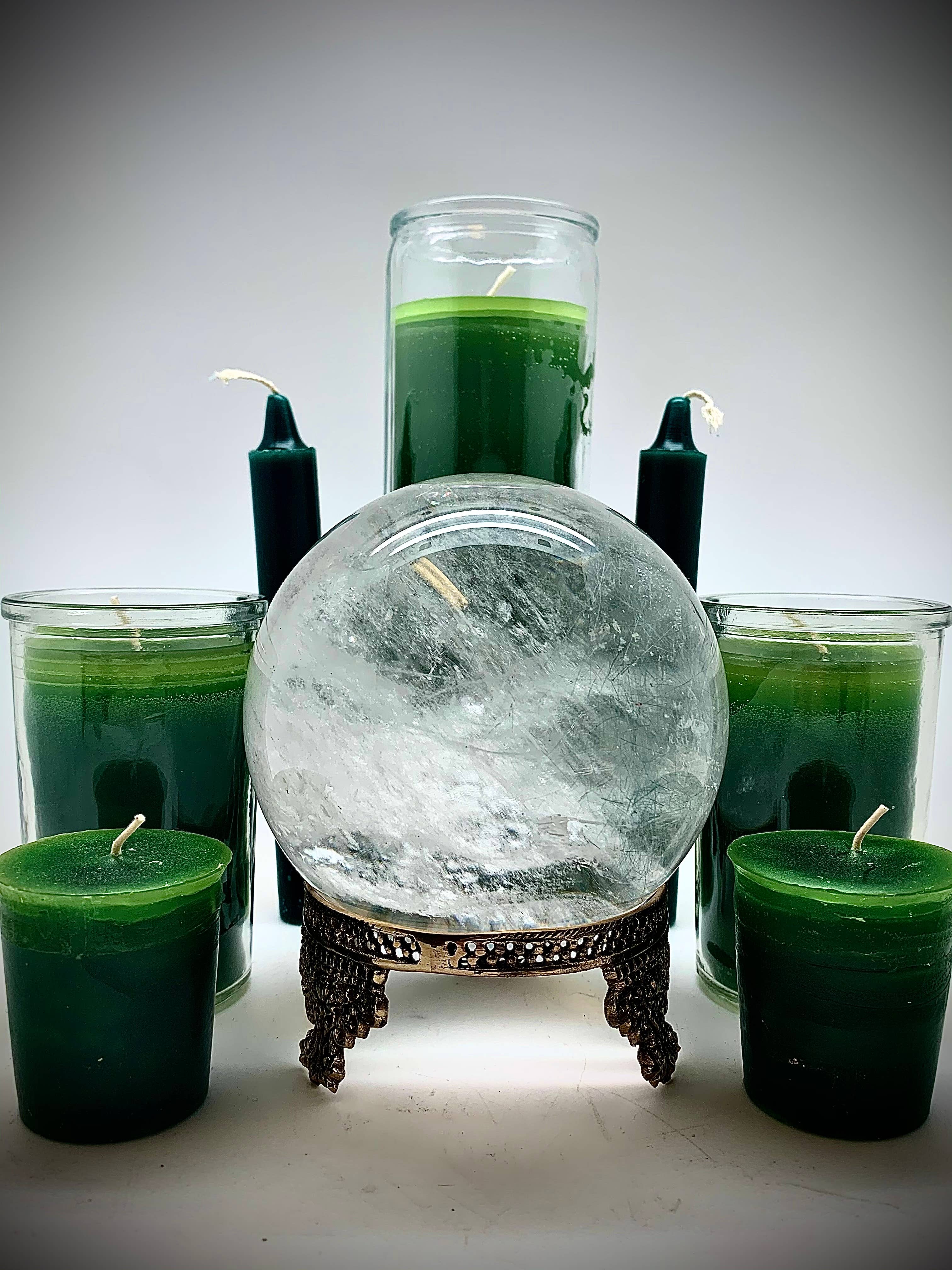 Ceridwen’s - Wholesale Jar/Filled Candle - Green 7 Day Prayer Candle - Money, Beauty, Prosperity1