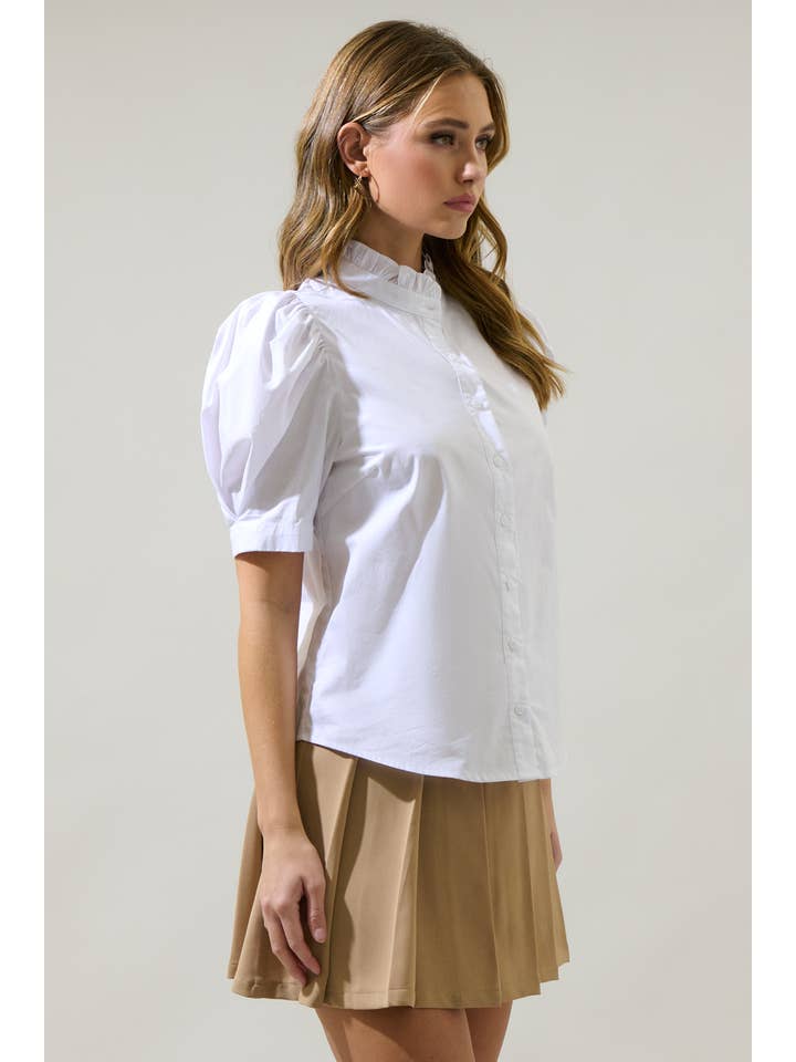 Sugarlips - Wholesale Blouse - Women's - Finley Ruffle Button Down Top