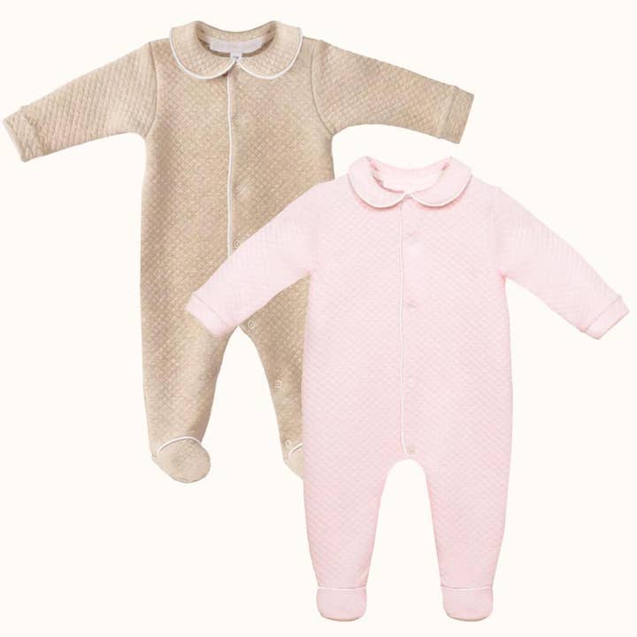 Set of 2 Babygrows Pink Diamond and Camel for wholesale by Pim-Pam-Pum